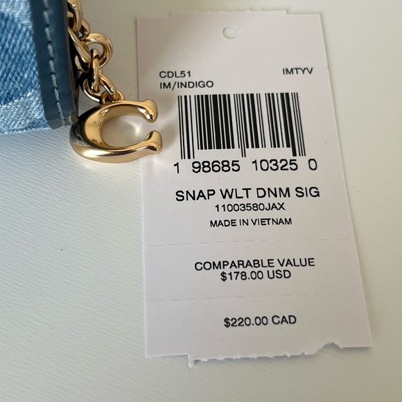 Coach Snap Wallet In Signature Denimππ - Picture 5 of 10
